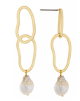 Double Link Pearl Drop Earrings