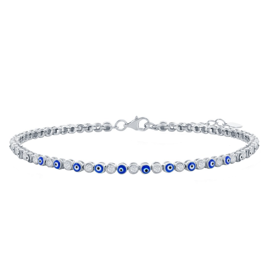 Sparkle Evil Eye Tennis Anklet