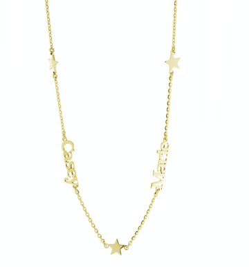 Personalized Three Star and Two Name Necklace