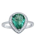 Emerald Pear Halo Ring
