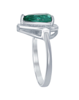 Emerald Pear Halo Ring