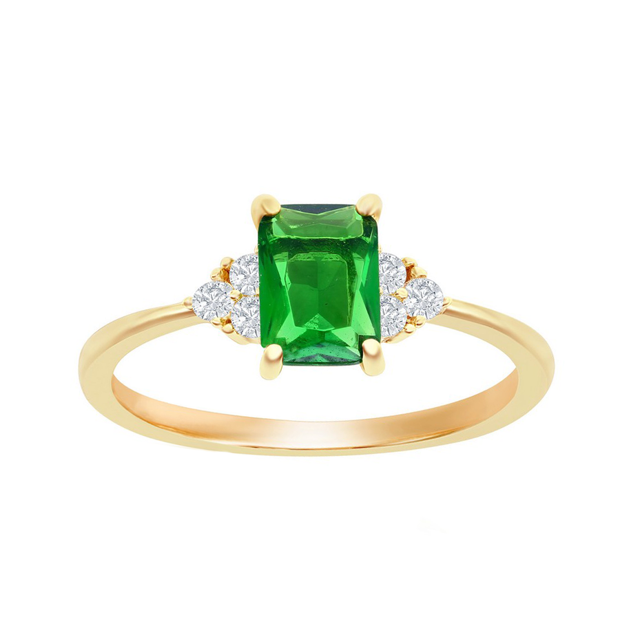 Emerald and CZ Trio Ring