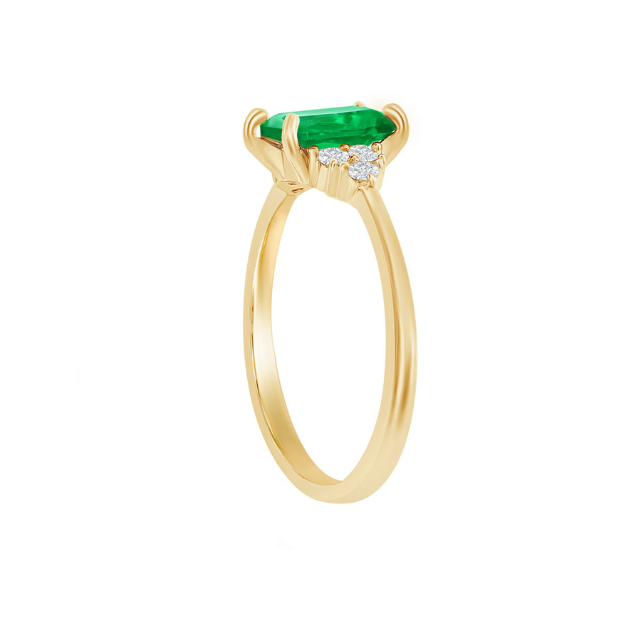 Emerald and CZ Trio Ring