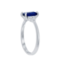 Blue Sapphire and CZ Trio Ring