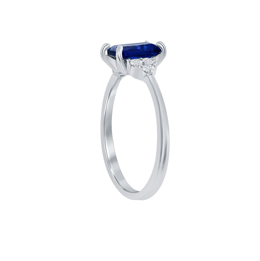 Blue Sapphire and CZ Trio Ring