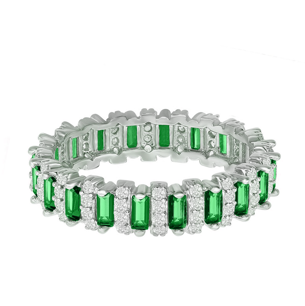 Round and Emerald Baguette Eternity Band