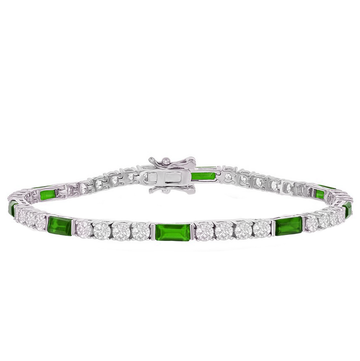Round and Emerald-Cut Emerald Tennis Bracelet