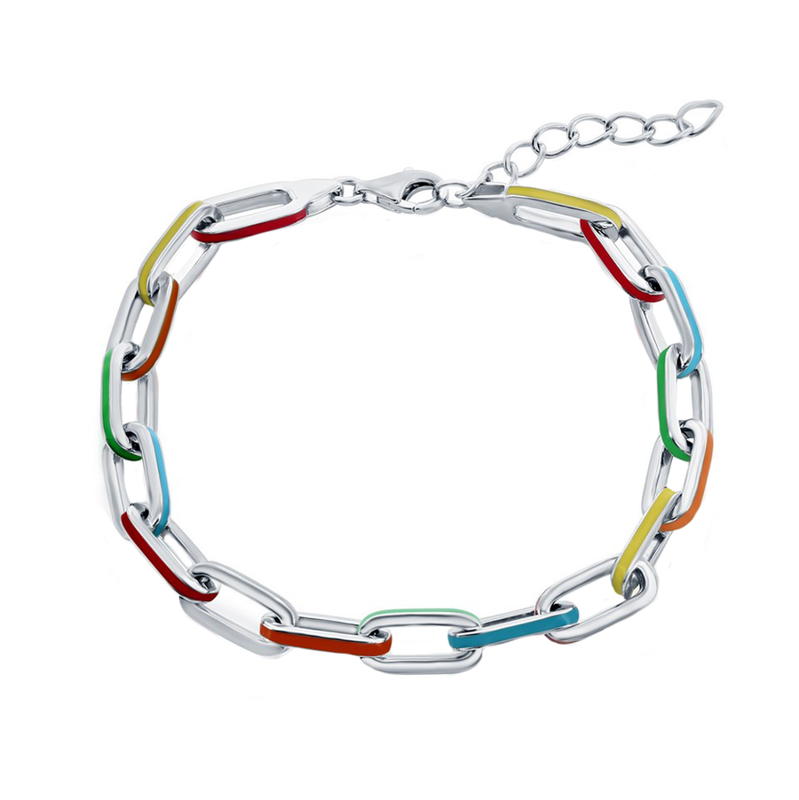 Enamel Paperclip Chain Bracelet