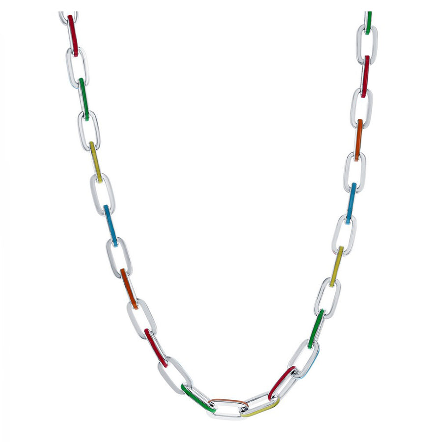 Enamel Paperclip Chain Necklace