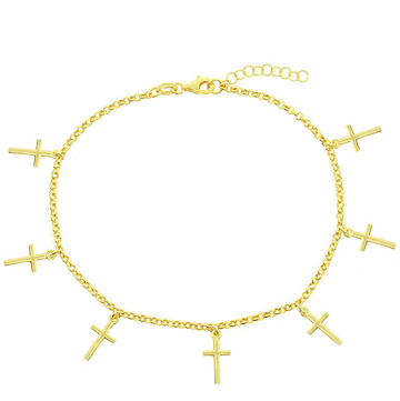 Gold Cross Shaker Anklet