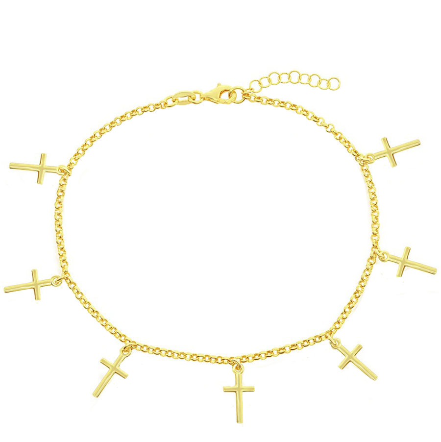 Gold Cross Shaker Anklet