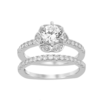 White Topaz Flower Ring Set