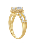 Round Halo Split Shank Ring