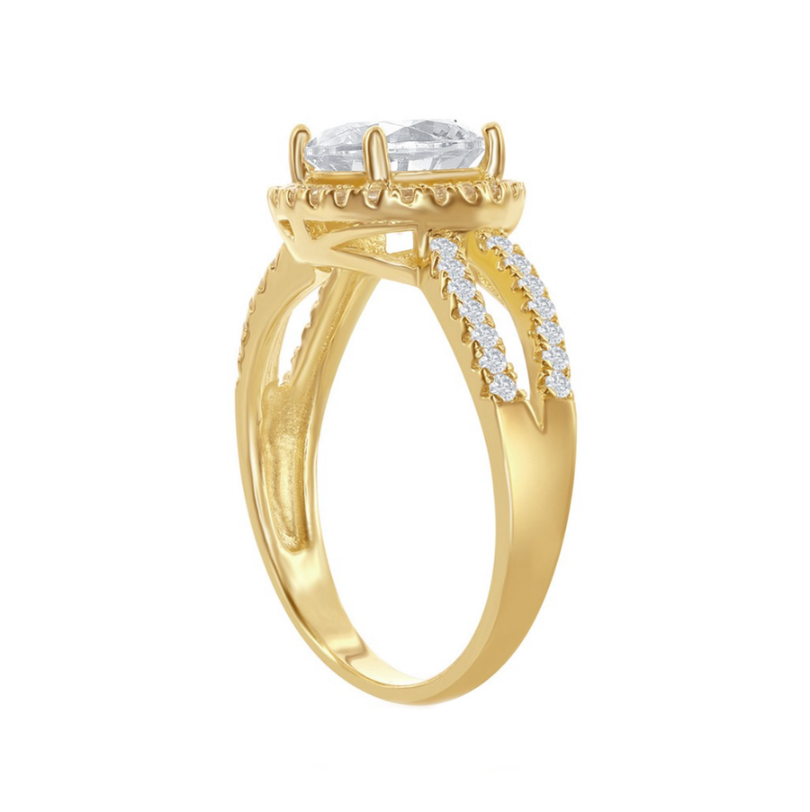 Round Halo Split Shank Ring