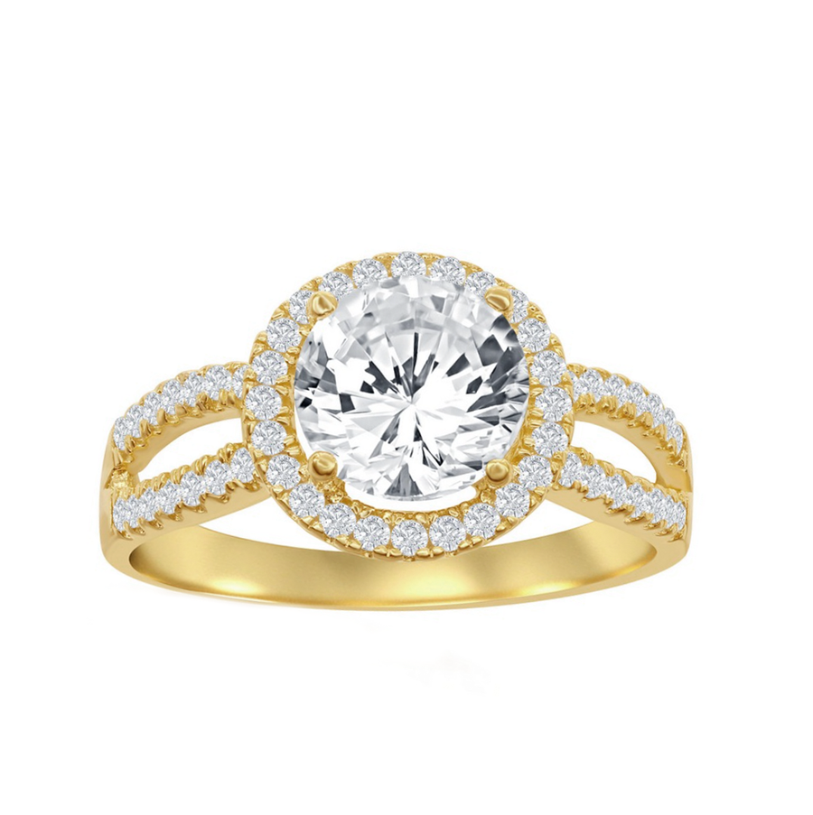 Round Halo Split Shank Ring