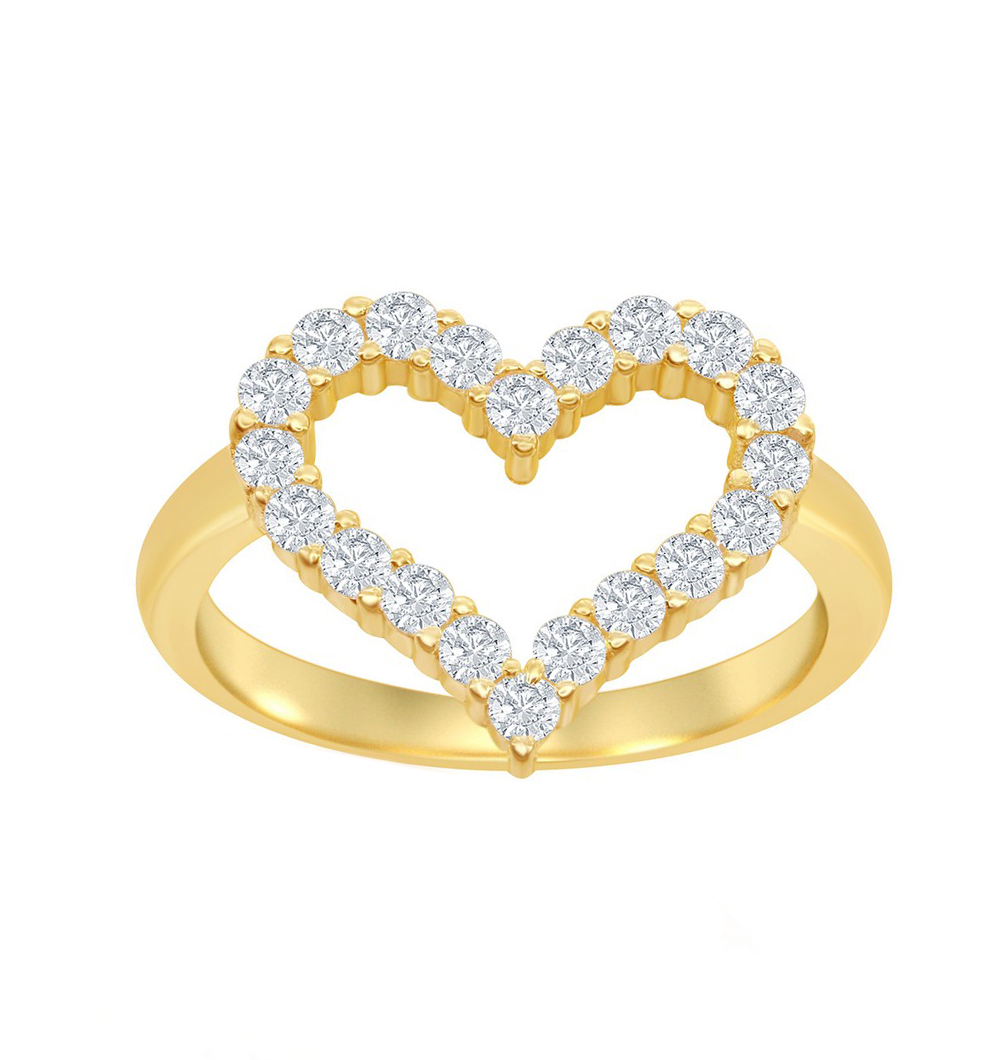 Pave Heart Outline Ring