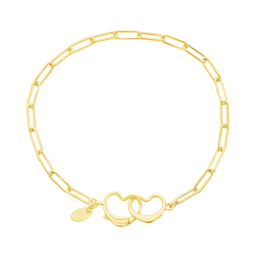 Double Heart Clasp Paperclip Bracelet