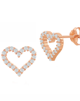 Mini Pave Heart Outline Stud Earrings