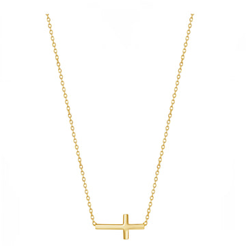 Polished Sideways Cross Necklace