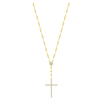 Sparkle Cross Drop Flat Mirror Chain Necklace