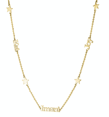 Personalized Four Star and Three Name Necklace