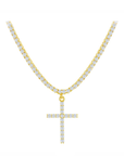 Cross Drop Classic Tennis Necklace