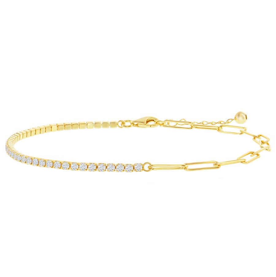 Half Tennis Half Paperclip Bracelet