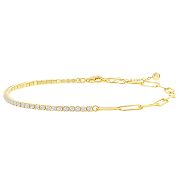 Half Tennis Half Paperclip Anklet