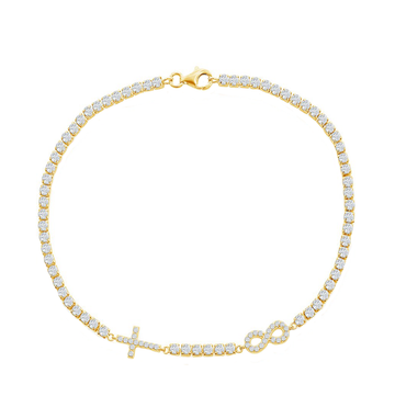 Sparkle Infinity and Cross Station Tennis Anklet