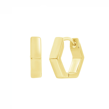 Hexagon Huggie Earrings