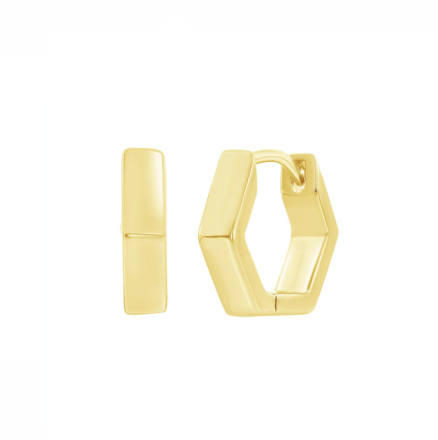 Hexagon Huggie Earrings