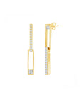 Asymmetric Rectangle Paperclip Sparkle Drop Earrings