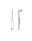 Asymmetric Rectangle Paperclip Sparkle Drop Earrings