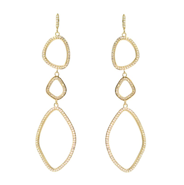 Triple Organic Section Drop Earrings