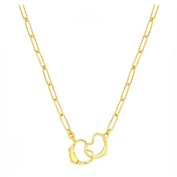 Double Heart Clasp Paperclip Necklace
