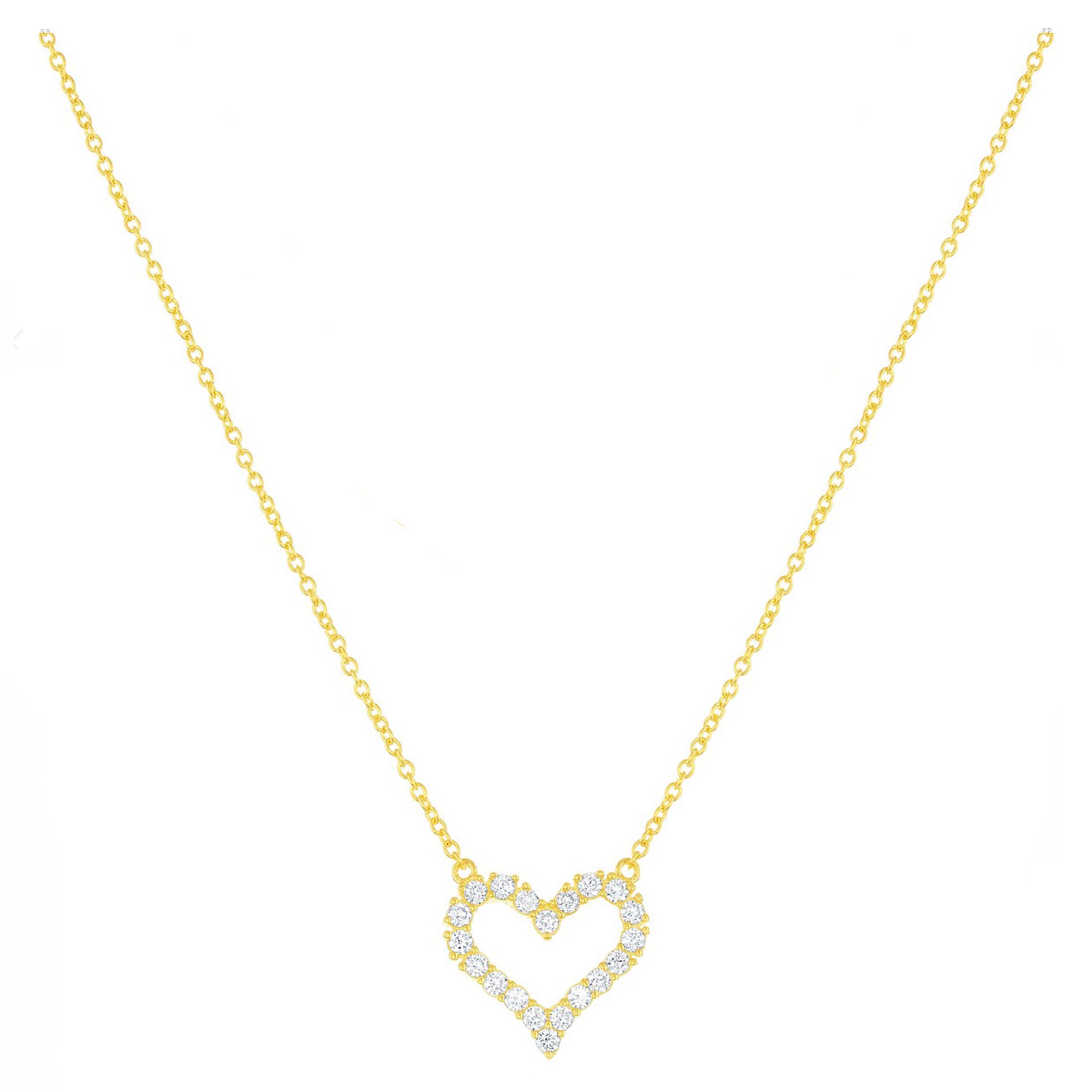 Pave Heart Outline Necklace