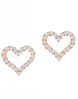 Mini Pave Heart Outline Stud Earrings