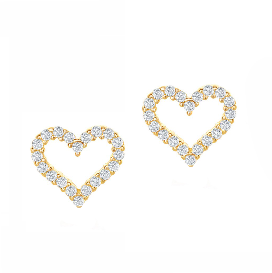 Mini Pave Heart Outline Stud Earrings