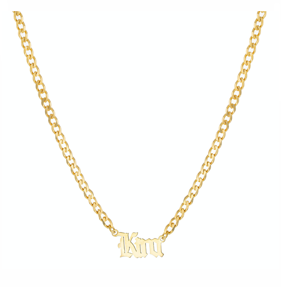 Personalized Gothic Name Curblink Necklace
