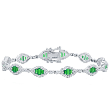 Baguette Emerald Marquise Station Bracelet