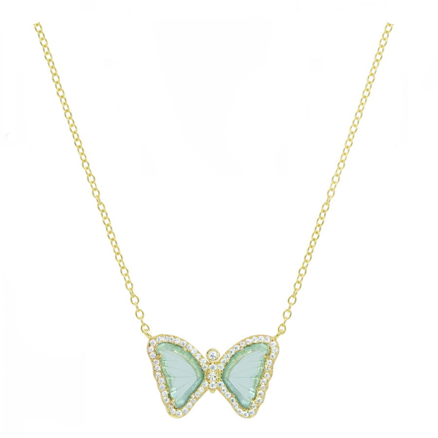 Aquamarine Butterfly Necklace