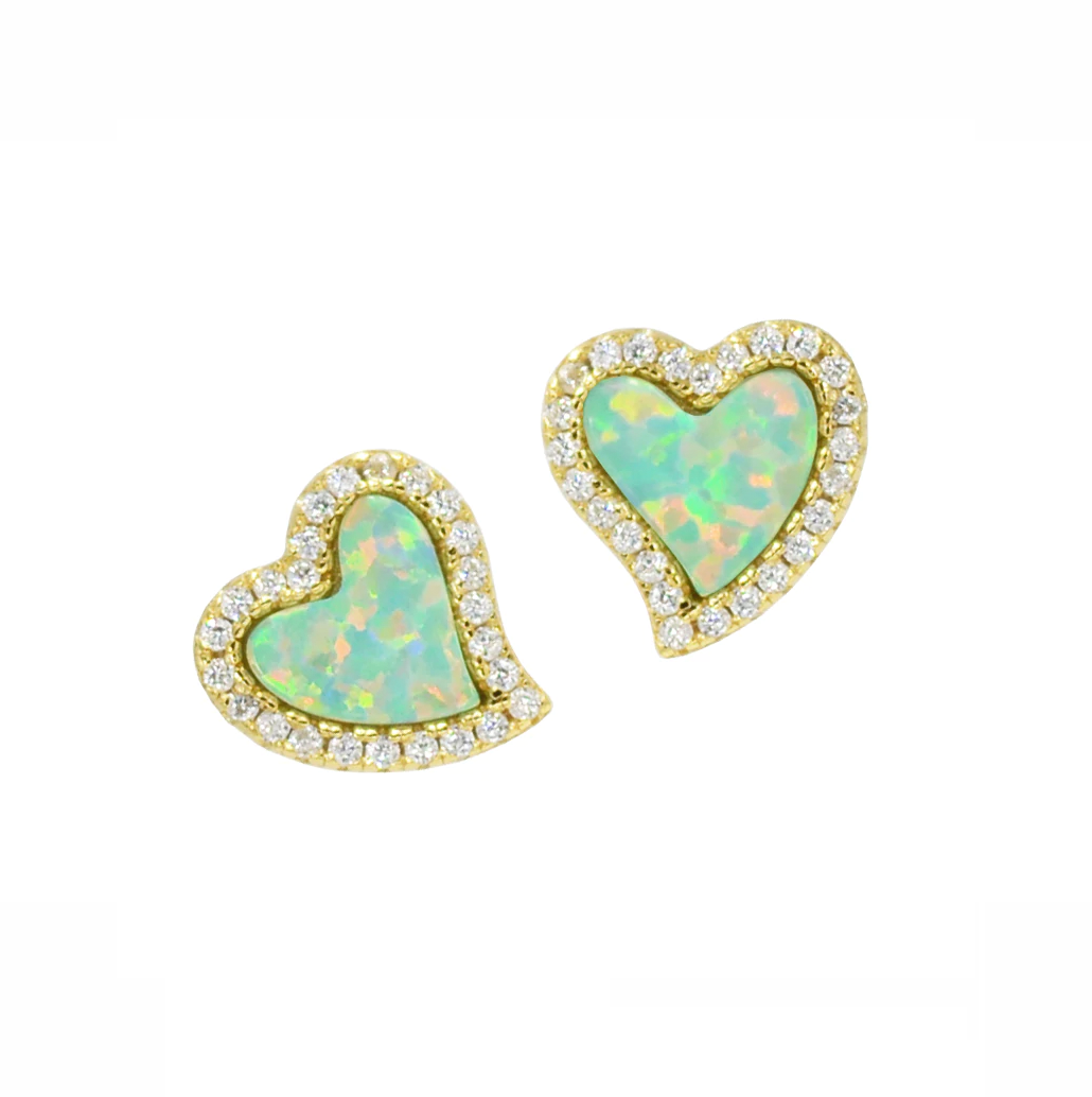 Opal Heart Stud Earrings (Available in 5 Colors)