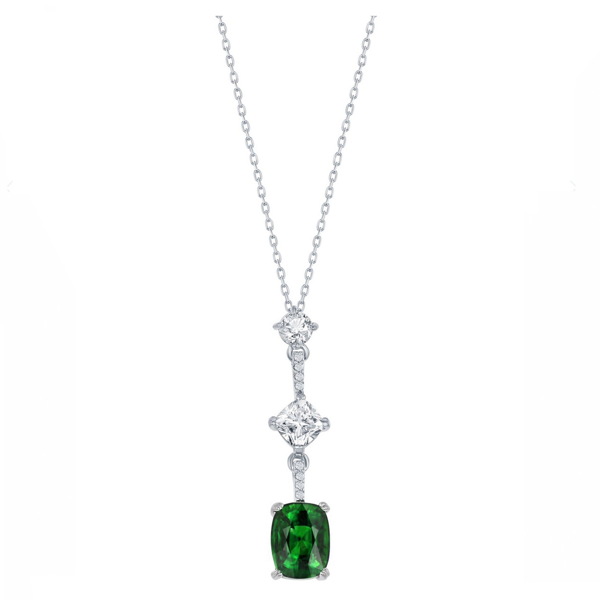 Emerald Drop Line Necklace