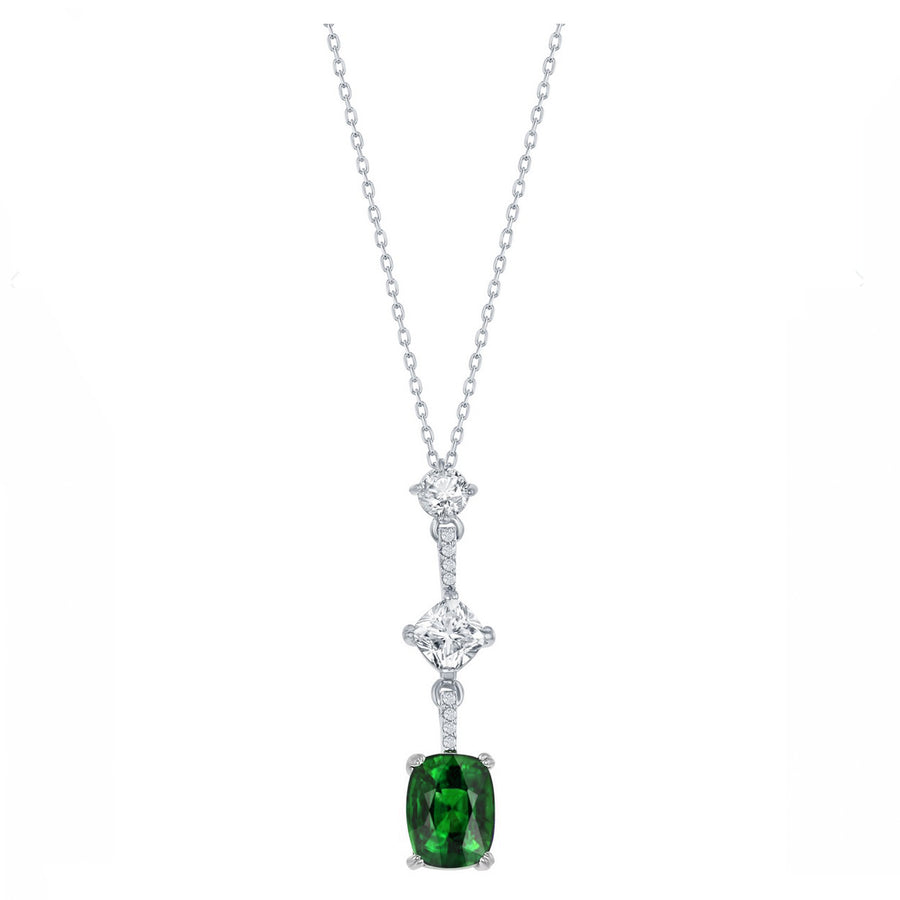 Emerald Drop Line Necklace