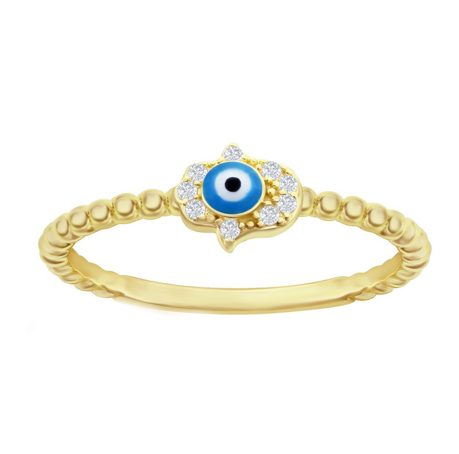 Sparkle Hamsa Evil Eye Ring
