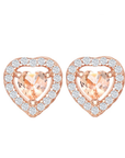 Morganite Heart Halo Stud Earrings