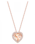 Morganite Heart Halo Necklace