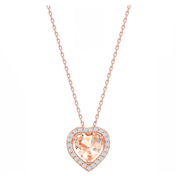 Morganite Heart Halo Necklace