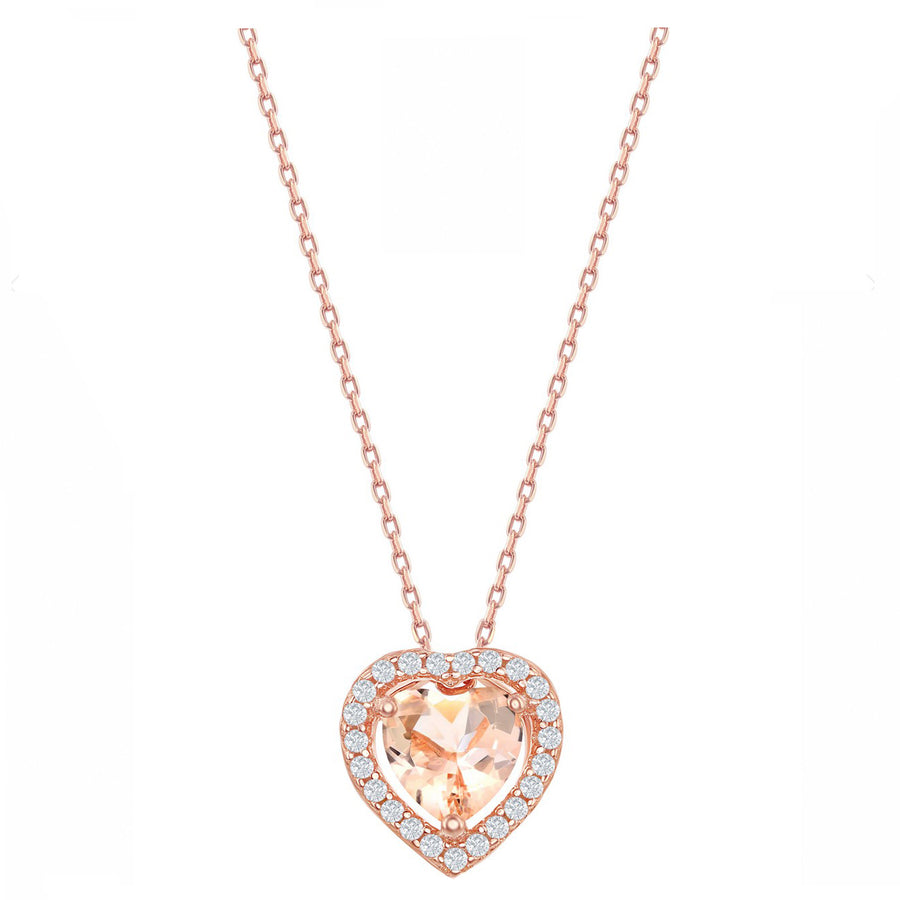 Morganite Heart Halo Necklace