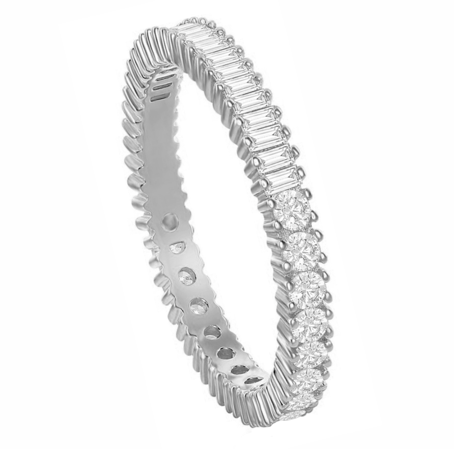 Half Round Half Baguette Eternity Band